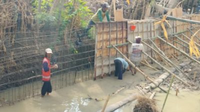 Carut Marut Proyek TPT di Sisi Sungai Desa Tanjungharjo, Dinas PU SDA Bojonegoro Terkesan Diam