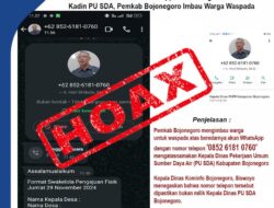 Beredar Kembali Akun WA Palsu Mengatasnamakan Kadin PU SDA, Pemkab Bojonegoro Imbau Warga Agar Waspada