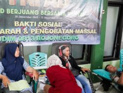 Hari Juang TNI Angkatan Darat, Kodim Bojonegoro Menggelar Baksos Donor Darah dan Pengobatan Massal