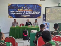 Tingkatkan Kesadaran Berlalu Lintas, Susdenpom V/2-1 Bojonegoro Sosialisasi Safety Riding Pada Prajurit 
