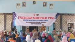 830 Sertifikat PTSL Dibagikan Warga Desa Sambongrejo, Sumberrejo Kades : Ini Bukti Negara Melindungi Hak Warga